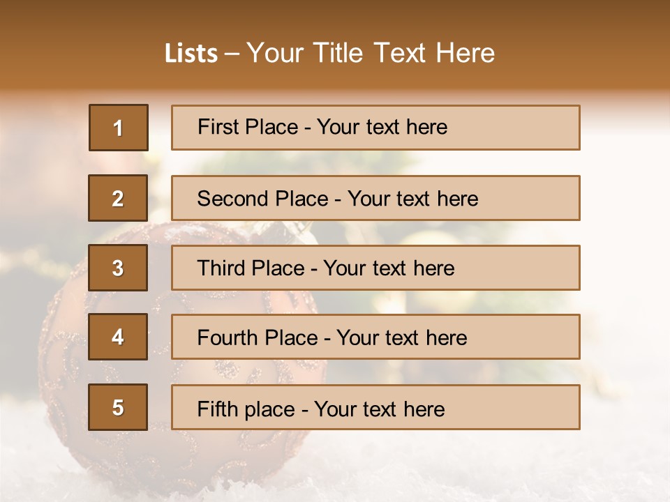 A Christmas Ornament Sitting In The Snow PowerPoint Template