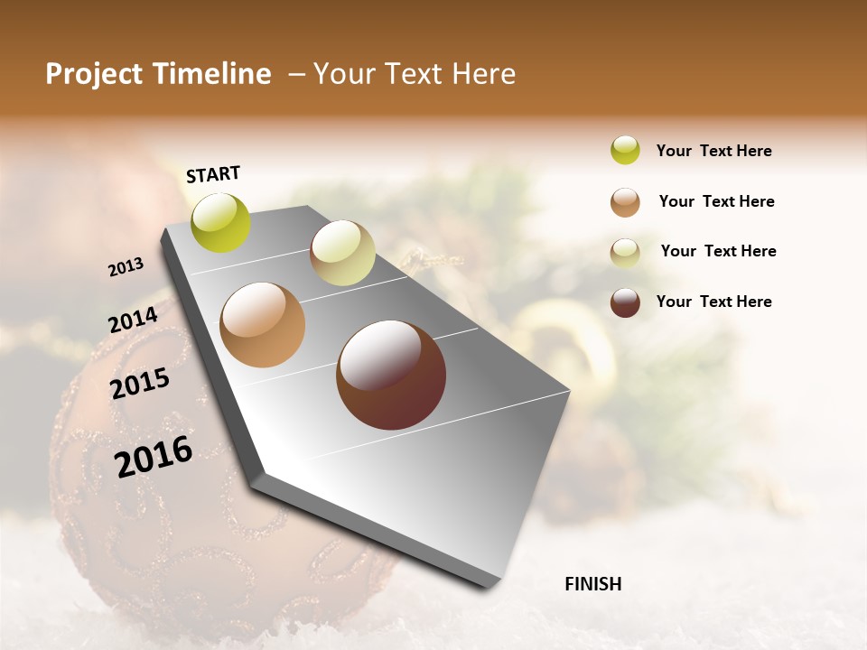 A Christmas Ornament Sitting In The Snow PowerPoint Template