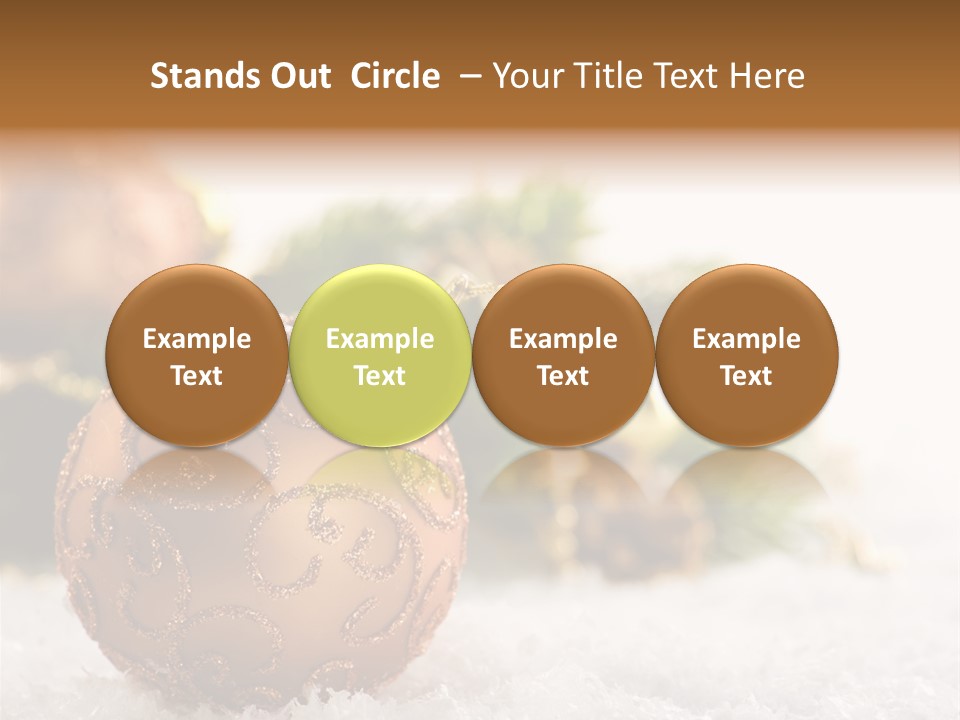 A Christmas Ornament Sitting In The Snow PowerPoint Template
