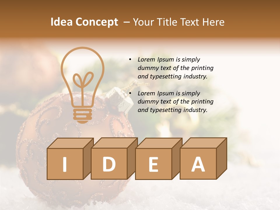 A Christmas Ornament Sitting In The Snow PowerPoint Template