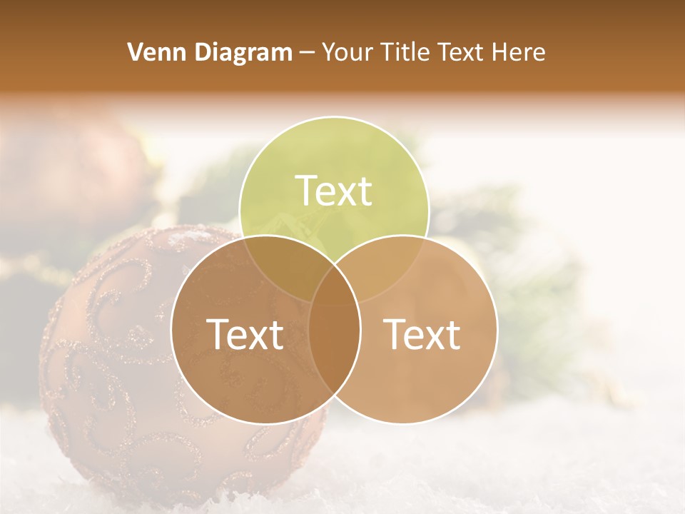 A Christmas Ornament Sitting In The Snow PowerPoint Template