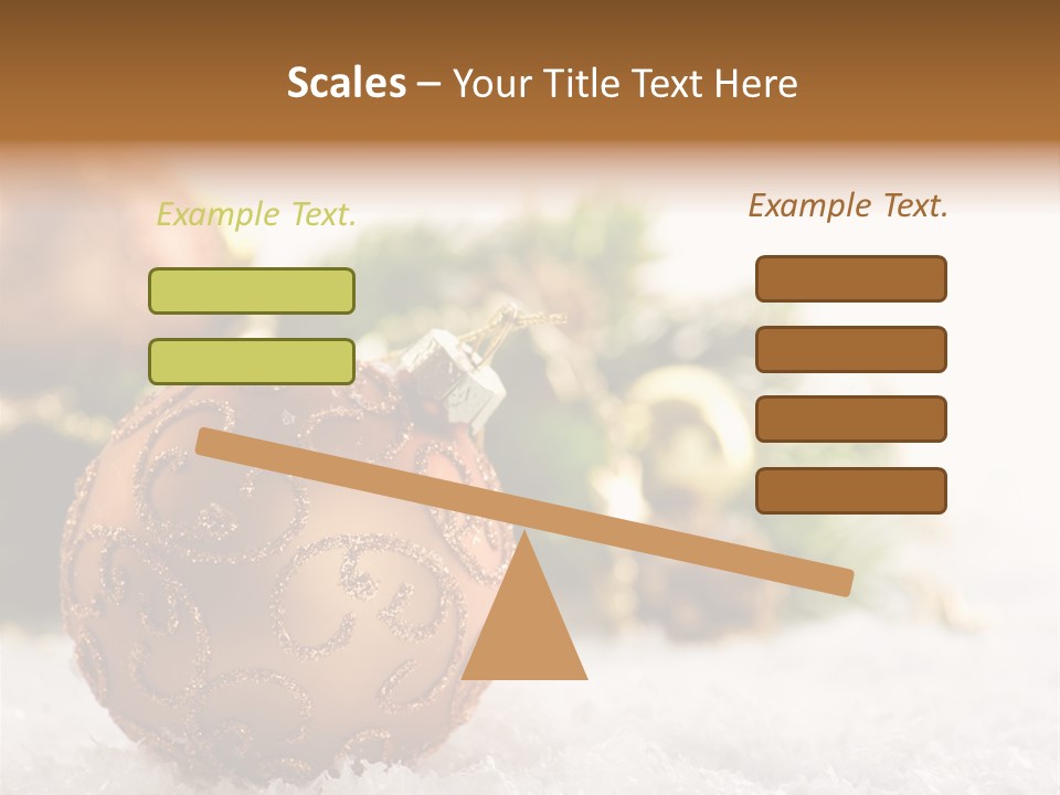 A Christmas Ornament Sitting In The Snow PowerPoint Template