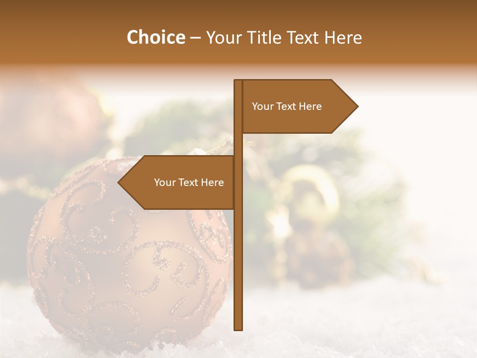 A Christmas Ornament Sitting In The Snow PowerPoint Template