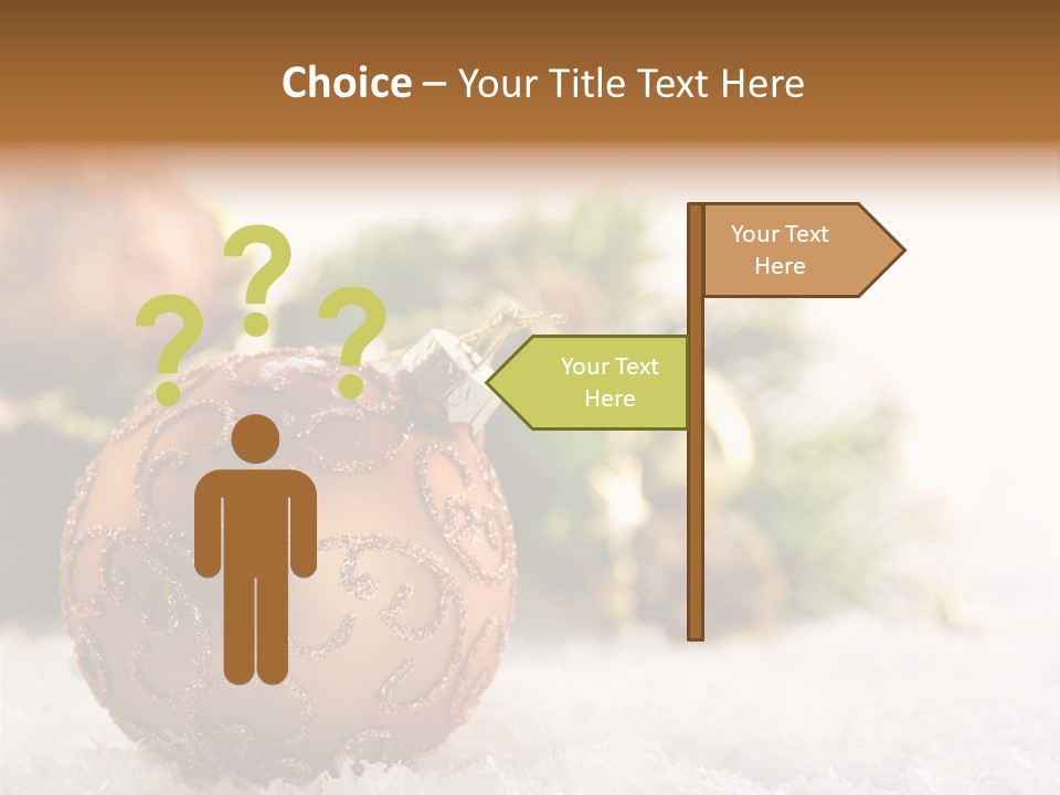 A Christmas Ornament Sitting In The Snow PowerPoint Template