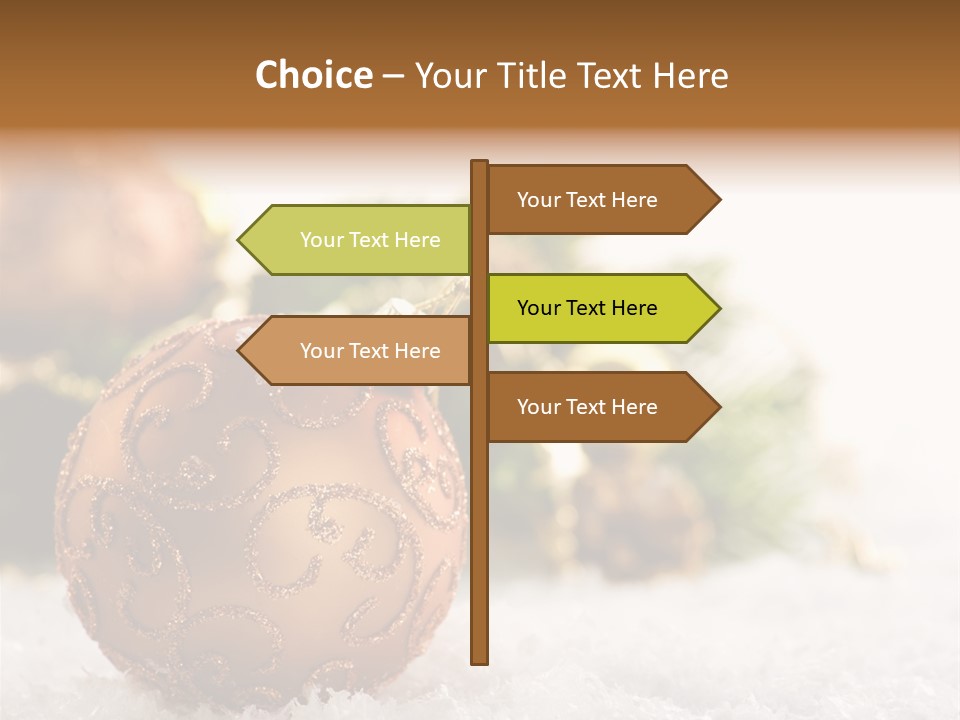 A Christmas Ornament Sitting In The Snow PowerPoint Template