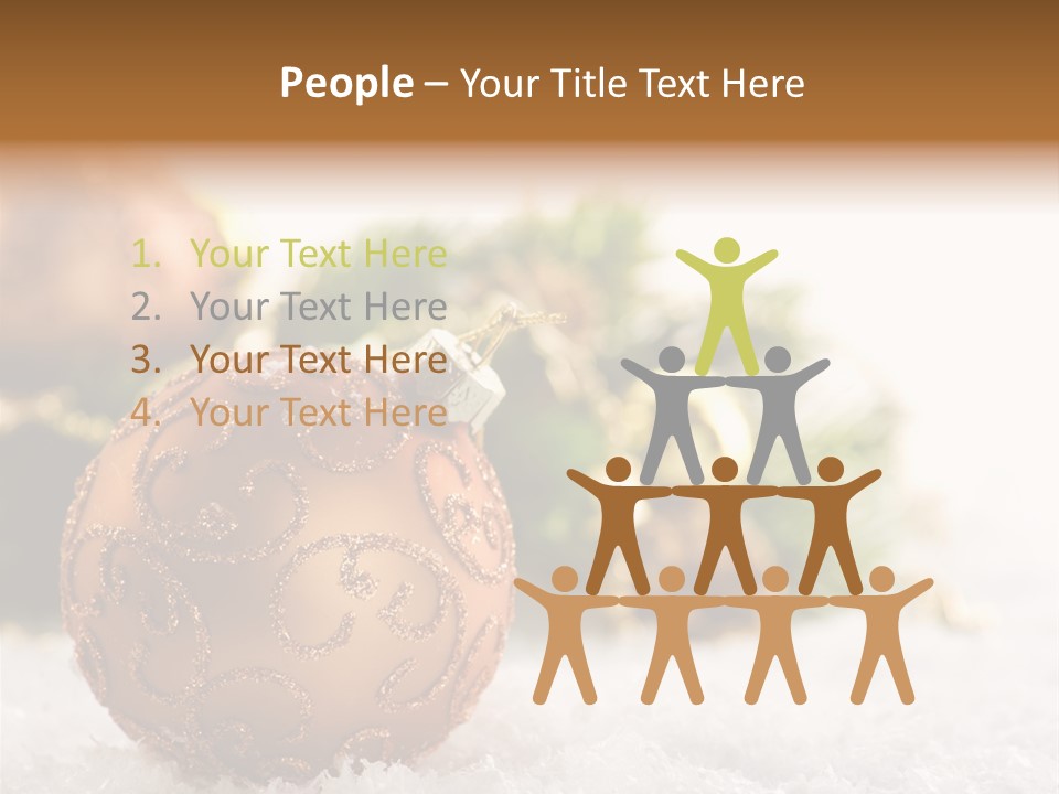 A Christmas Ornament Sitting In The Snow PowerPoint Template