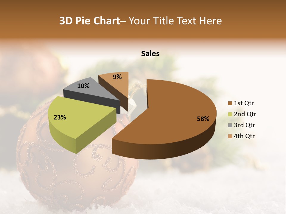 A Christmas Ornament Sitting In The Snow PowerPoint Template