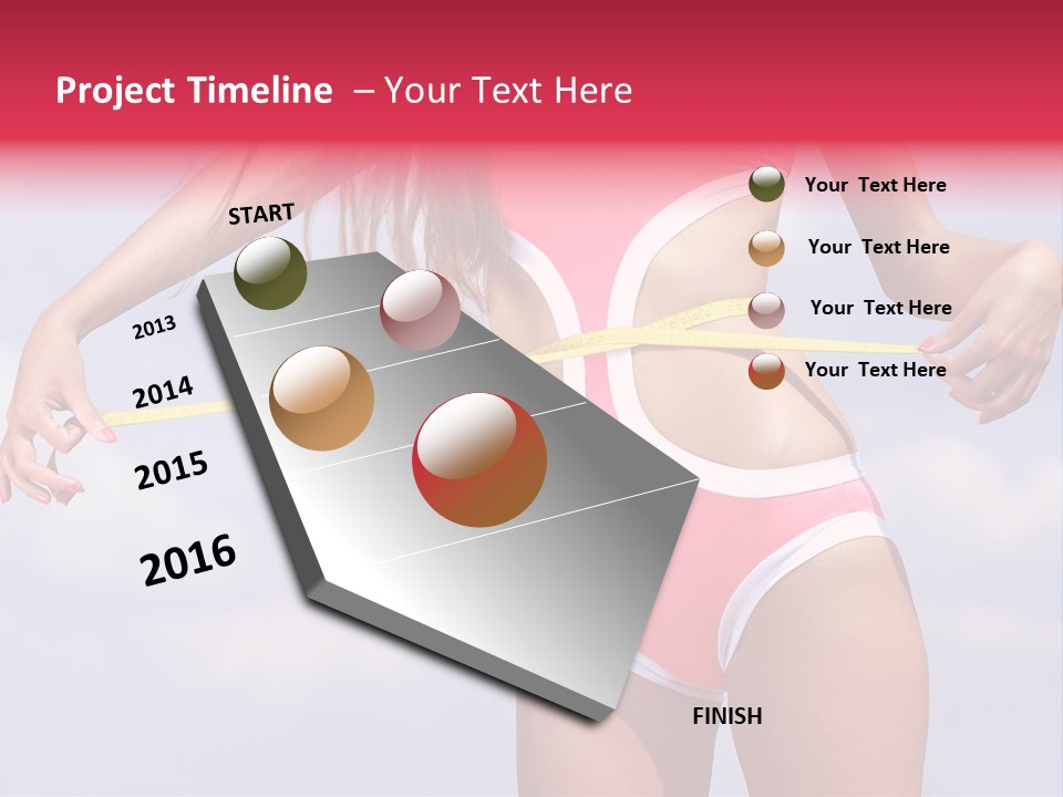 A Woman In A Pink Swimsuit Holding A Measuring Tape PowerPoint Template