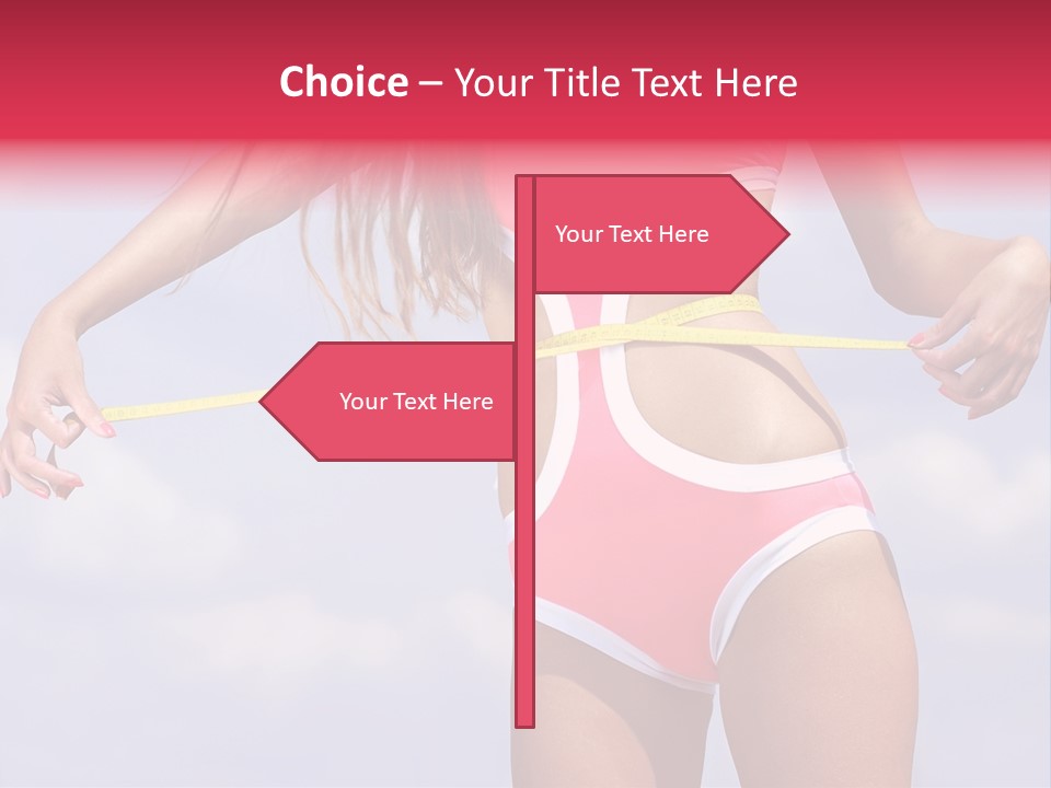 A Woman In A Pink Swimsuit Holding A Measuring Tape PowerPoint Template