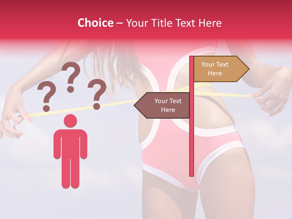 A Woman In A Pink Swimsuit Holding A Measuring Tape PowerPoint Template