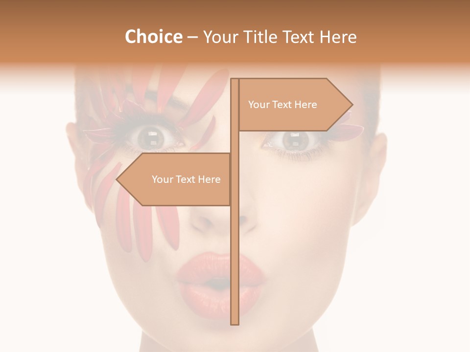 A Woman With Red Petals Painted On Her Face PowerPoint Template