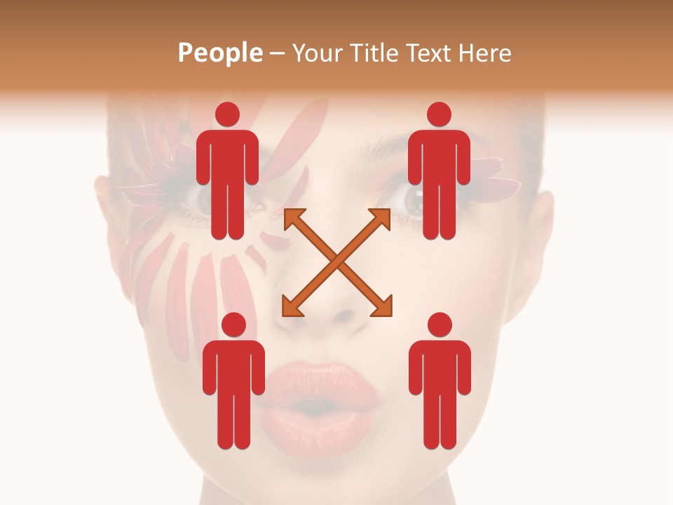 A Woman With Red Petals Painted On Her Face PowerPoint Template