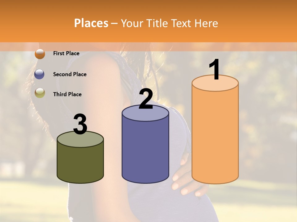 A Pregnant Woman In A Blue Dress Is Smiling PowerPoint Template