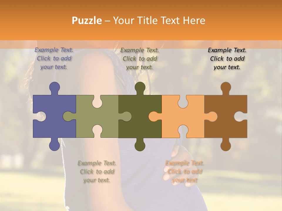 A Pregnant Woman In A Blue Dress Is Smiling PowerPoint Template