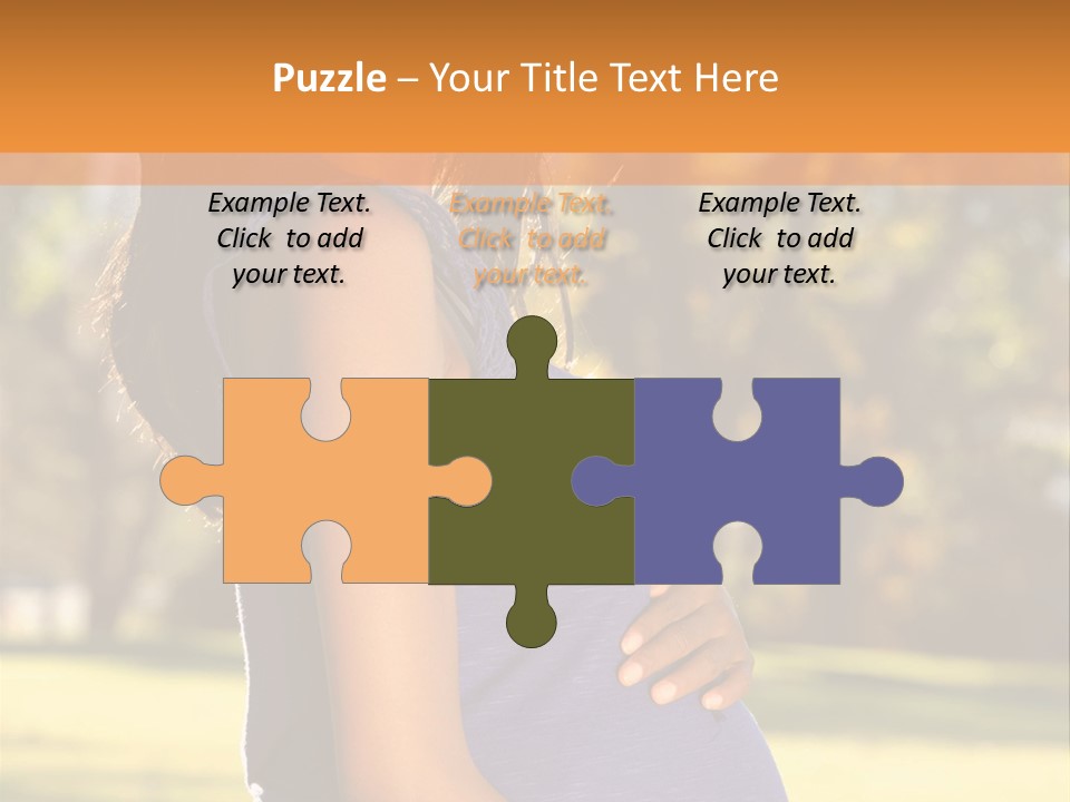 A Pregnant Woman In A Blue Dress Is Smiling PowerPoint Template