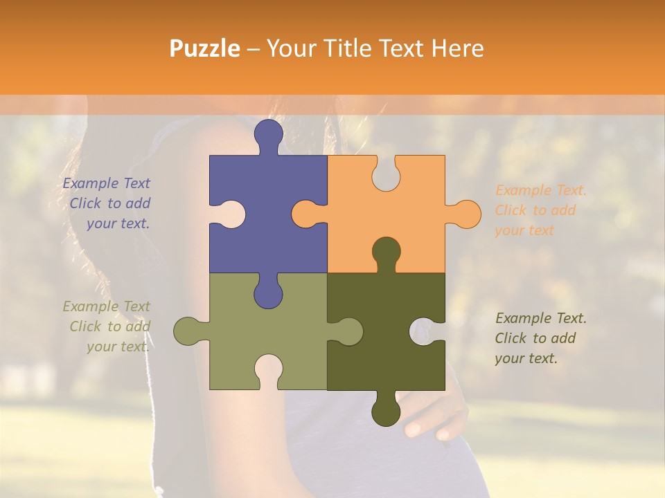 A Pregnant Woman In A Blue Dress Is Smiling PowerPoint Template