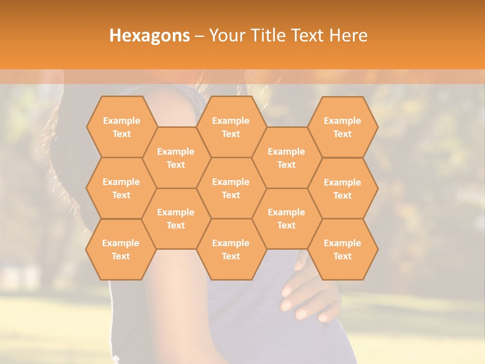 A Pregnant Woman In A Blue Dress Is Smiling PowerPoint Template