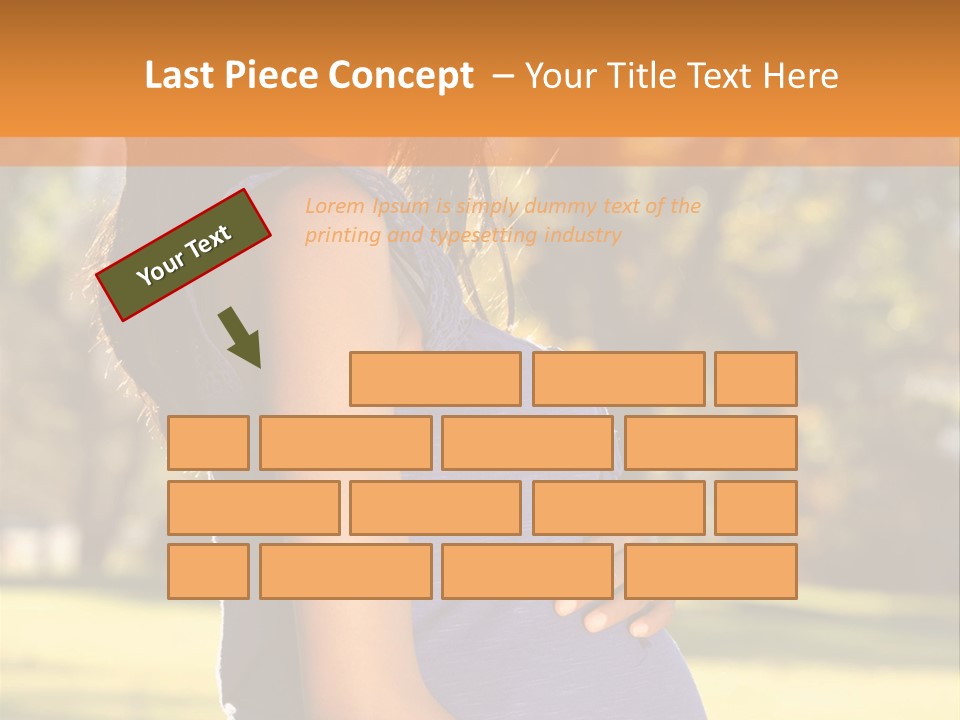 A Pregnant Woman In A Blue Dress Is Smiling PowerPoint Template