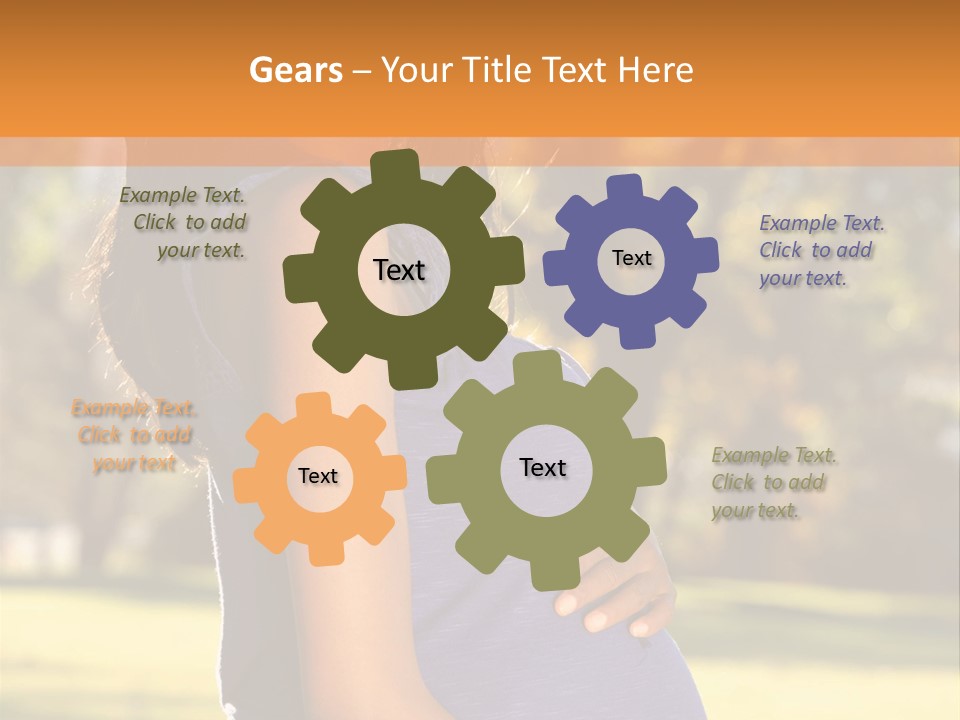 A Pregnant Woman In A Blue Dress Is Smiling PowerPoint Template