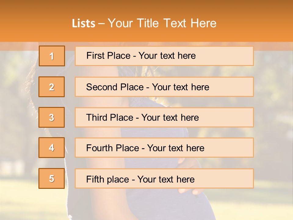 A Pregnant Woman In A Blue Dress Is Smiling PowerPoint Template