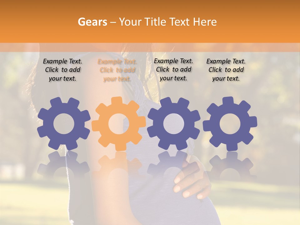 A Pregnant Woman In A Blue Dress Is Smiling PowerPoint Template