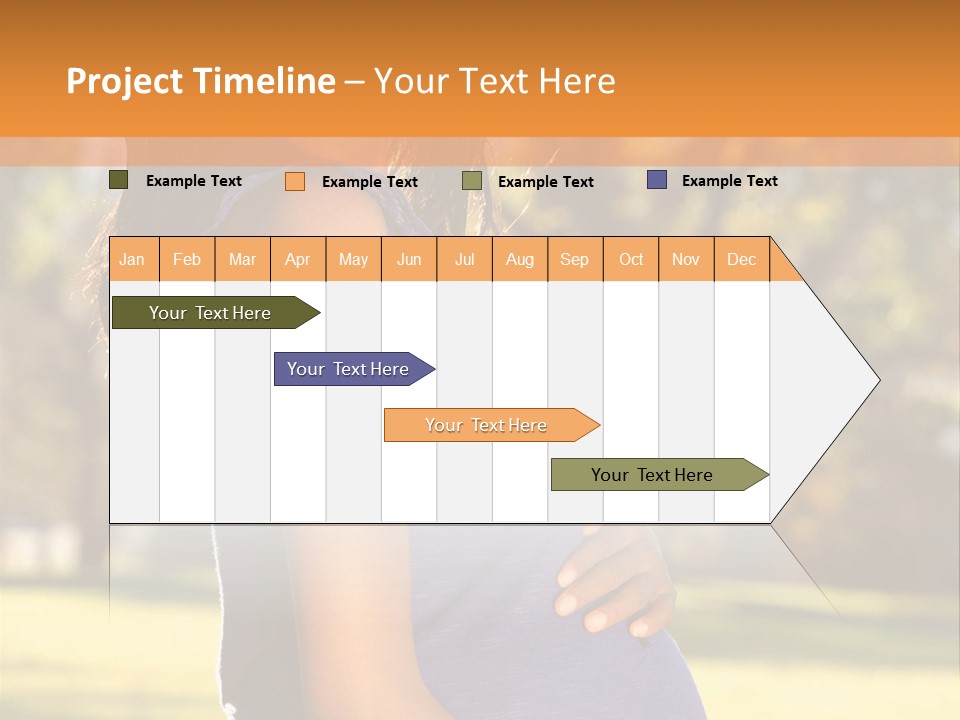 A Pregnant Woman In A Blue Dress Is Smiling PowerPoint Template