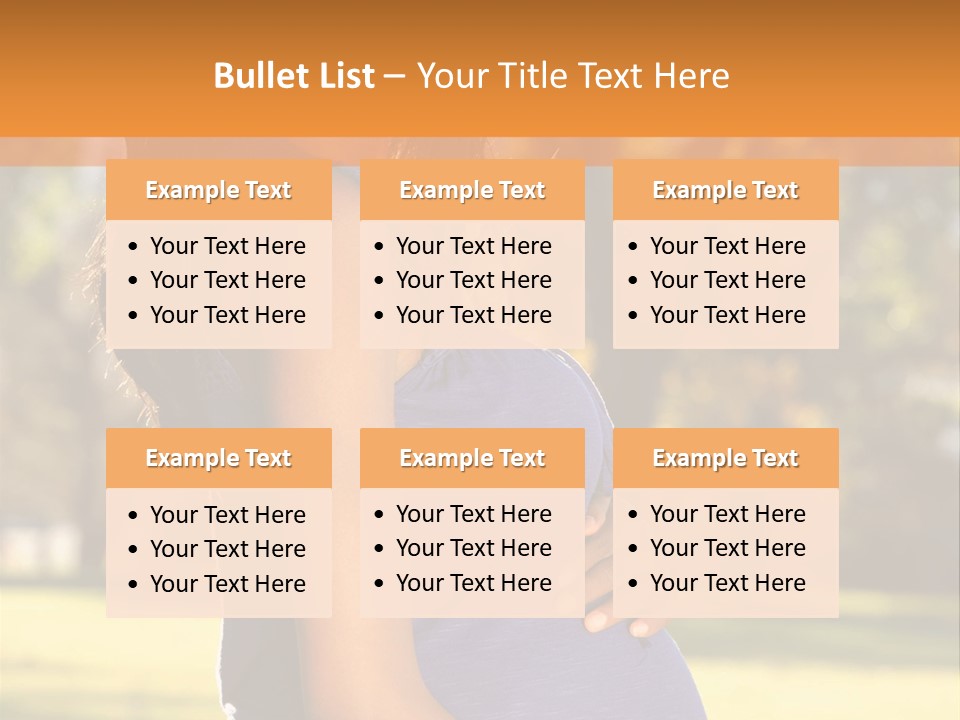 A Pregnant Woman In A Blue Dress Is Smiling PowerPoint Template