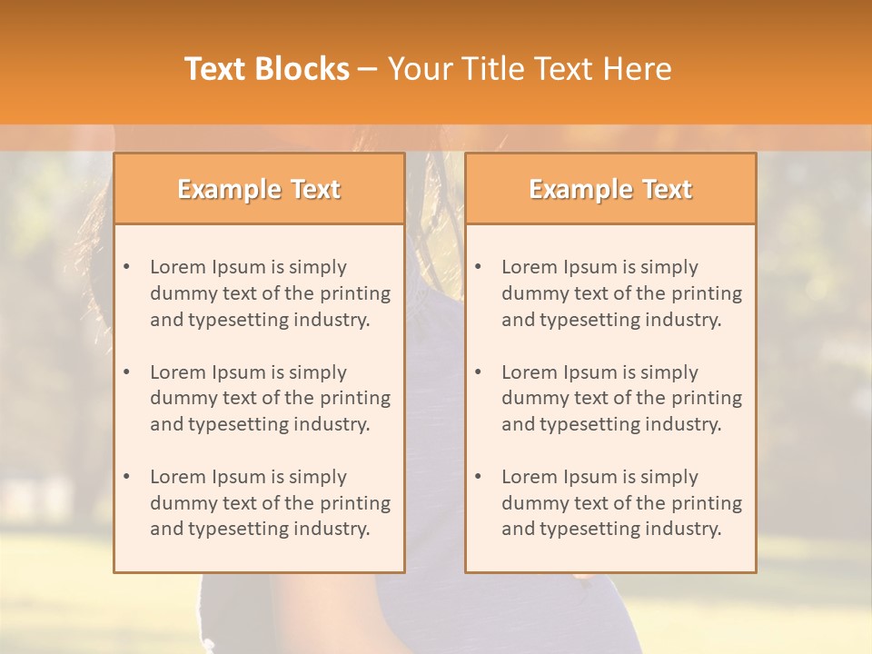 A Pregnant Woman In A Blue Dress Is Smiling PowerPoint Template