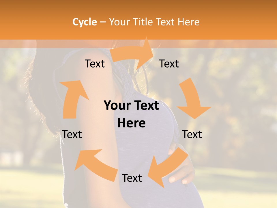 A Pregnant Woman In A Blue Dress Is Smiling PowerPoint Template