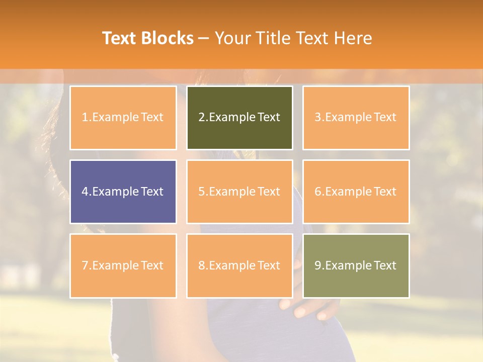 A Pregnant Woman In A Blue Dress Is Smiling PowerPoint Template