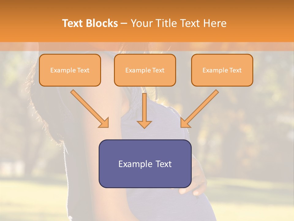 A Pregnant Woman In A Blue Dress Is Smiling PowerPoint Template