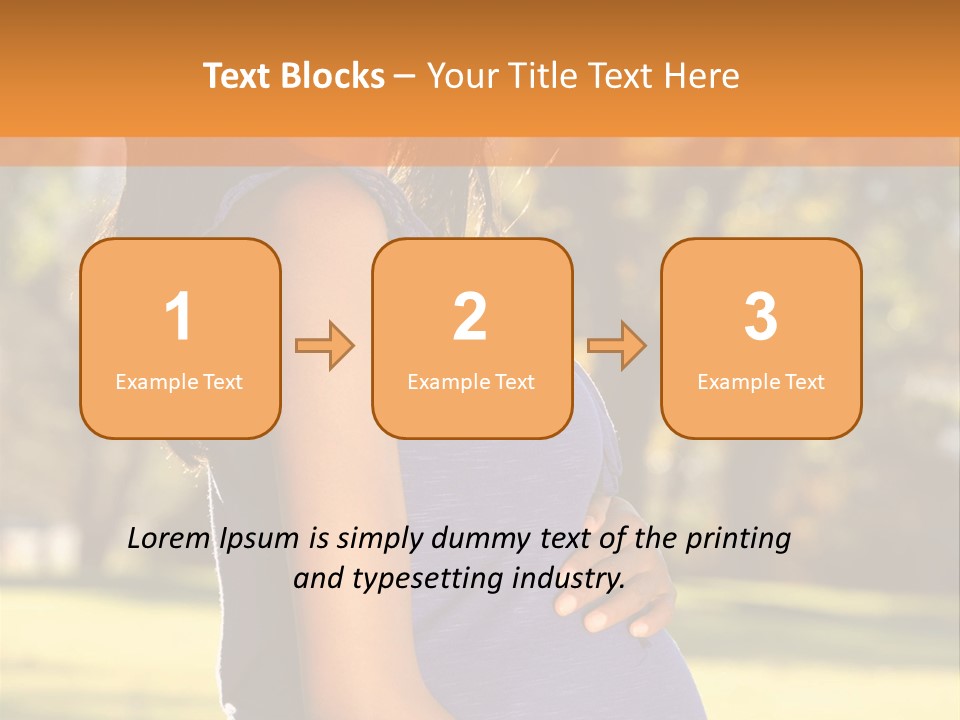 A Pregnant Woman In A Blue Dress Is Smiling PowerPoint Template