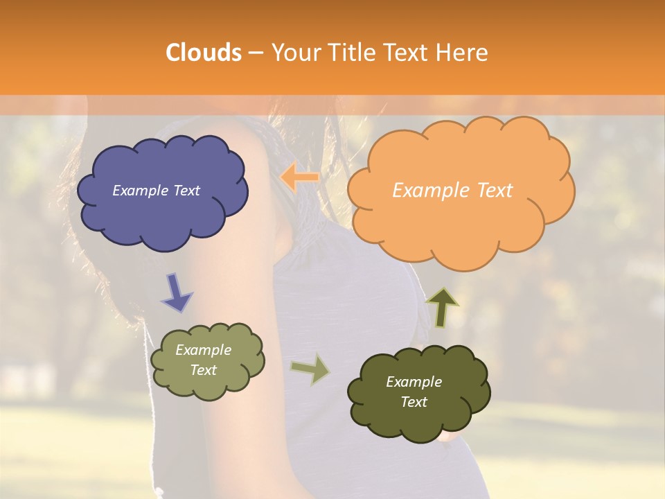 A Pregnant Woman In A Blue Dress Is Smiling PowerPoint Template