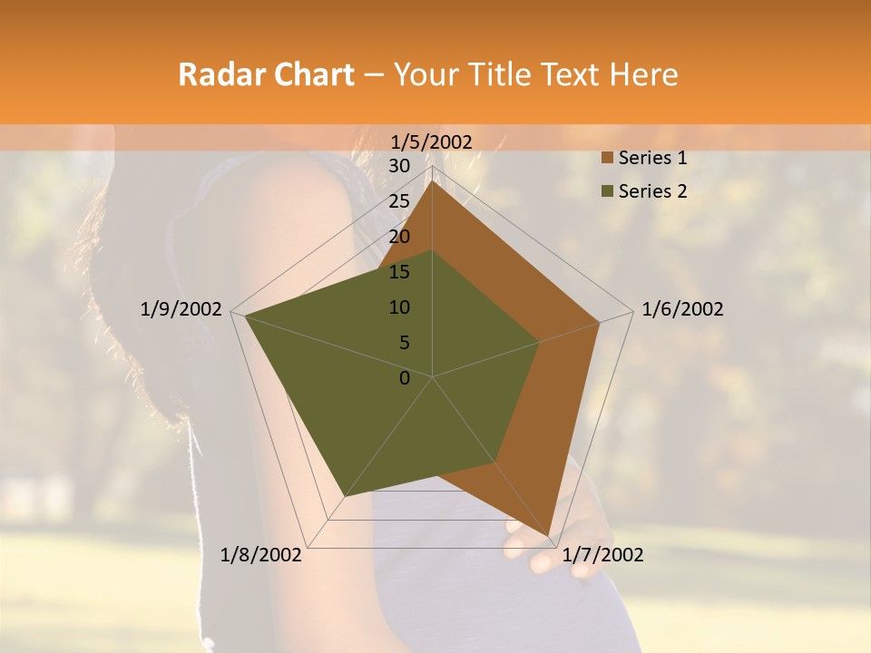 A Pregnant Woman In A Blue Dress Is Smiling PowerPoint Template