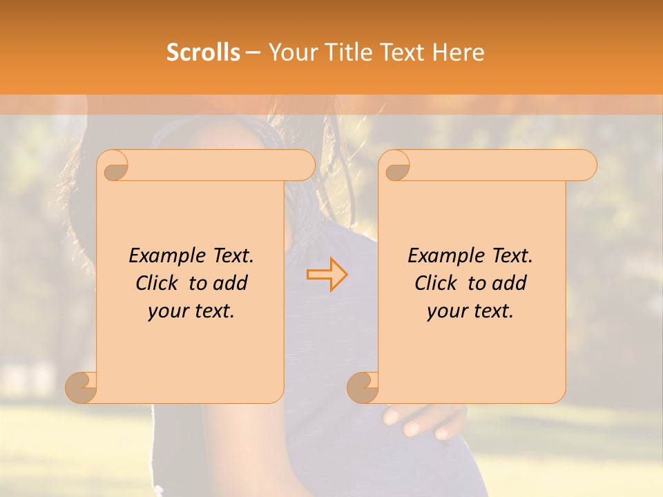 A Pregnant Woman In A Blue Dress Is Smiling PowerPoint Template
