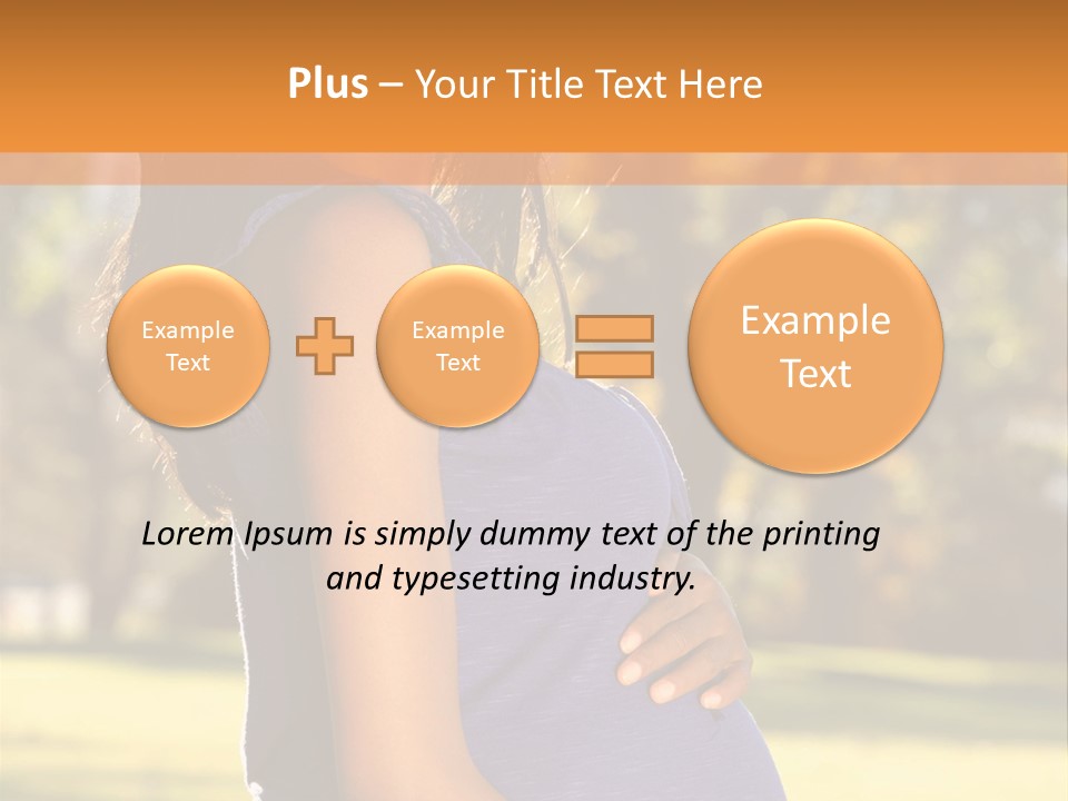 A Pregnant Woman In A Blue Dress Is Smiling PowerPoint Template