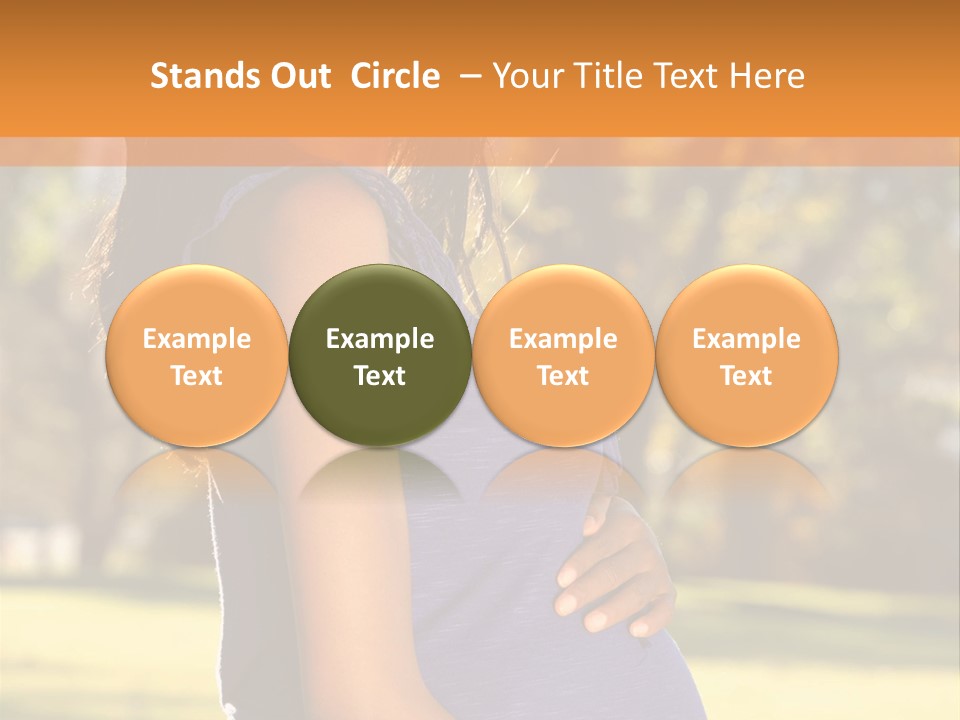 A Pregnant Woman In A Blue Dress Is Smiling PowerPoint Template