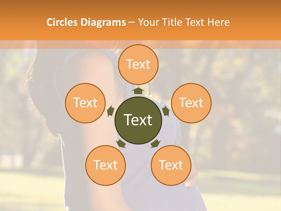 A Pregnant Woman In A Blue Dress Is Smiling PowerPoint Template