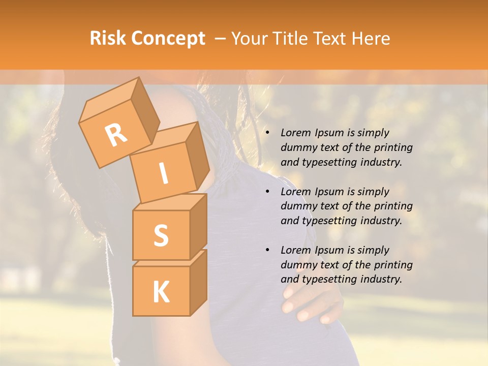 A Pregnant Woman In A Blue Dress Is Smiling PowerPoint Template