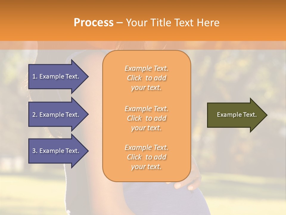 A Pregnant Woman In A Blue Dress Is Smiling PowerPoint Template