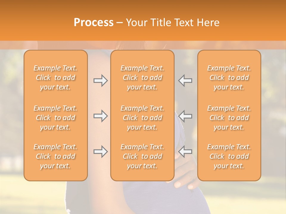 A Pregnant Woman In A Blue Dress Is Smiling PowerPoint Template