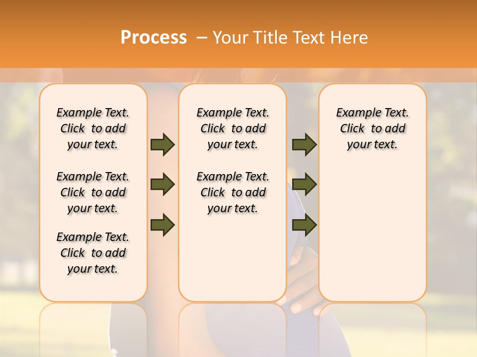 A Pregnant Woman In A Blue Dress Is Smiling PowerPoint Template