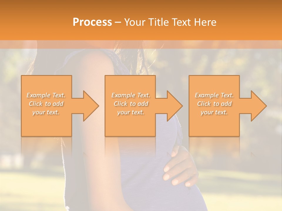 A Pregnant Woman In A Blue Dress Is Smiling PowerPoint Template
