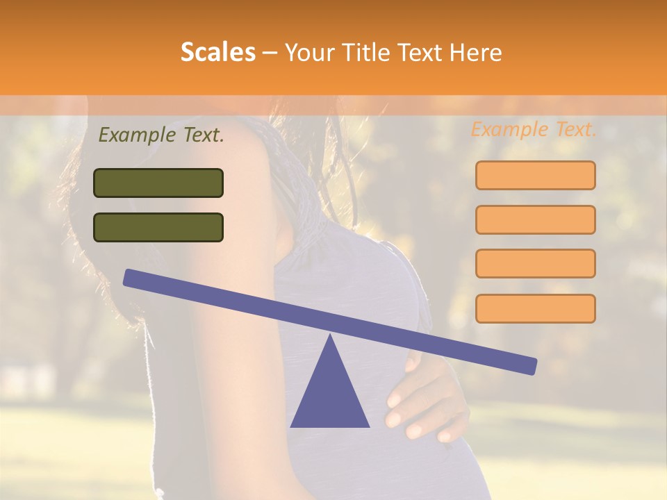 A Pregnant Woman In A Blue Dress Is Smiling PowerPoint Template