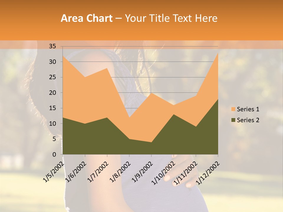 A Pregnant Woman In A Blue Dress Is Smiling PowerPoint Template