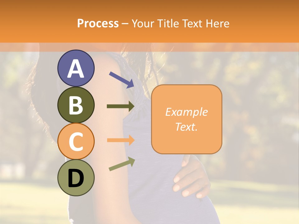 A Pregnant Woman In A Blue Dress Is Smiling PowerPoint Template