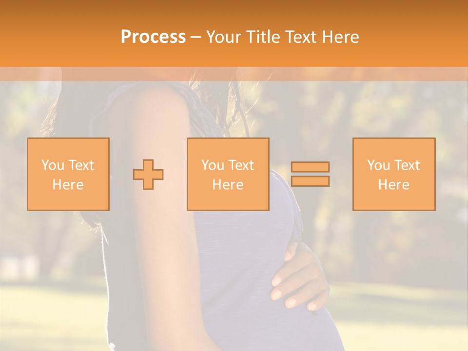 A Pregnant Woman In A Blue Dress Is Smiling PowerPoint Template