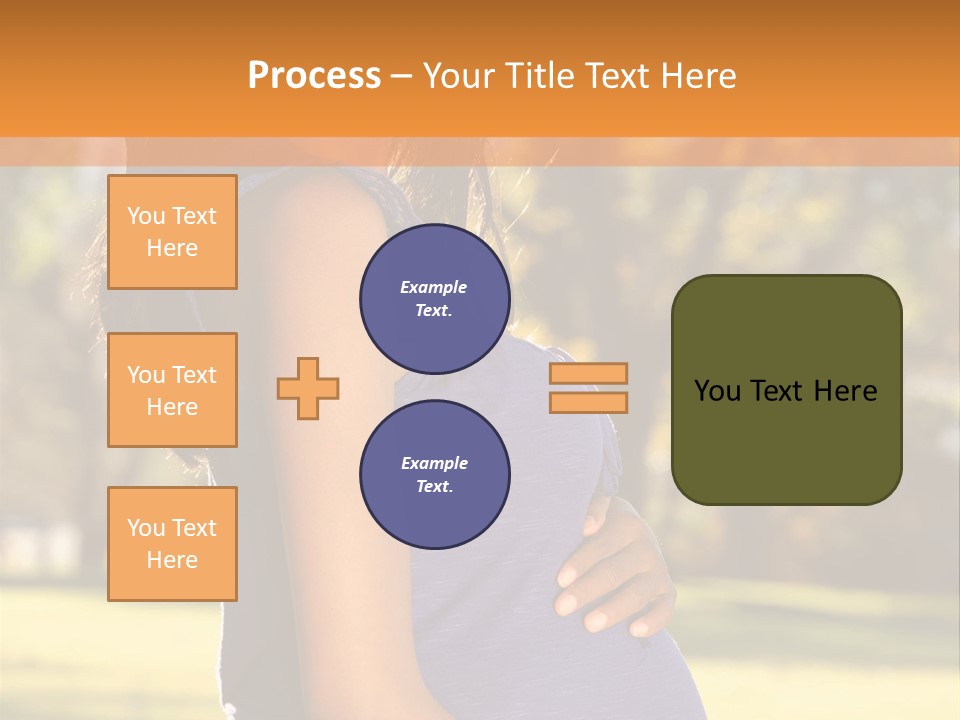A Pregnant Woman In A Blue Dress Is Smiling PowerPoint Template