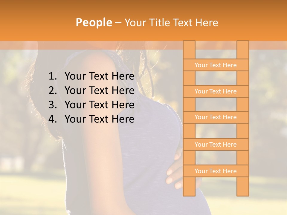 A Pregnant Woman In A Blue Dress Is Smiling PowerPoint Template