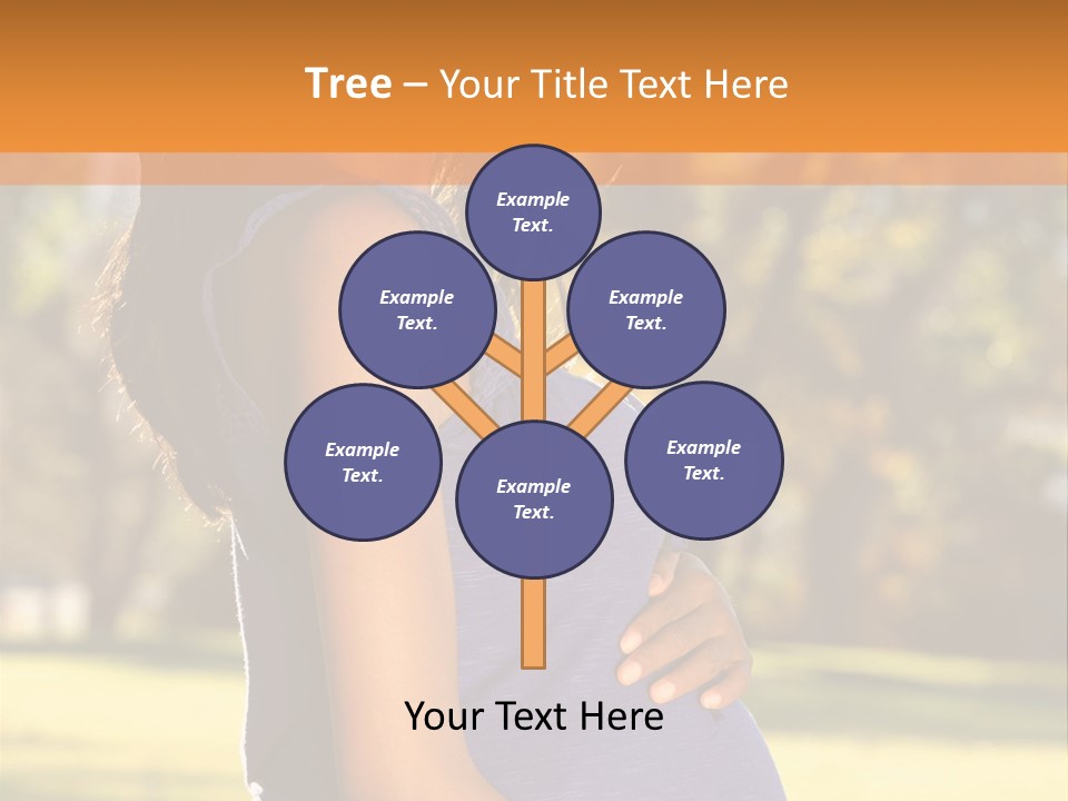 A Pregnant Woman In A Blue Dress Is Smiling PowerPoint Template